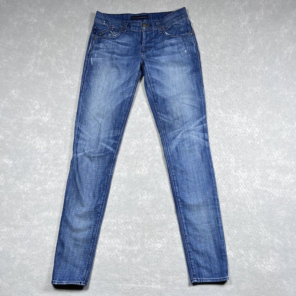 Rock & Republic Jeans Womens Size 24 Blue ZO Skinny Straight Jean Denim Pants